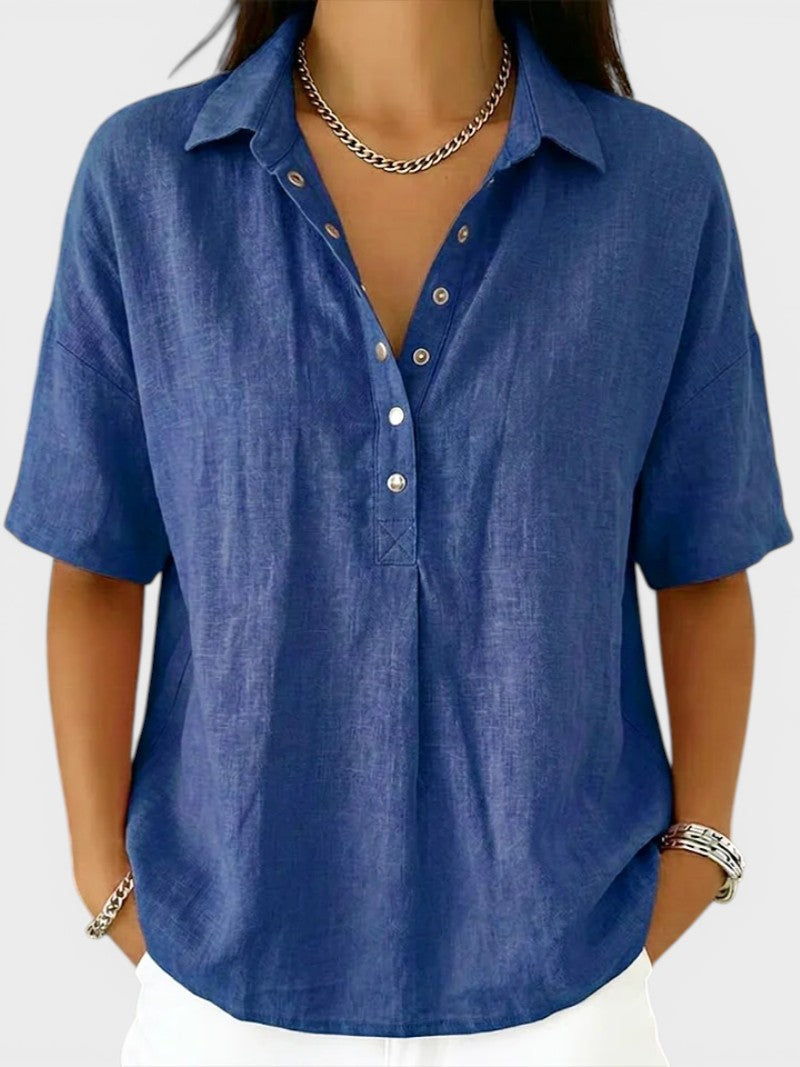 Noelia™ | Blusa con cuello y botones elegantes