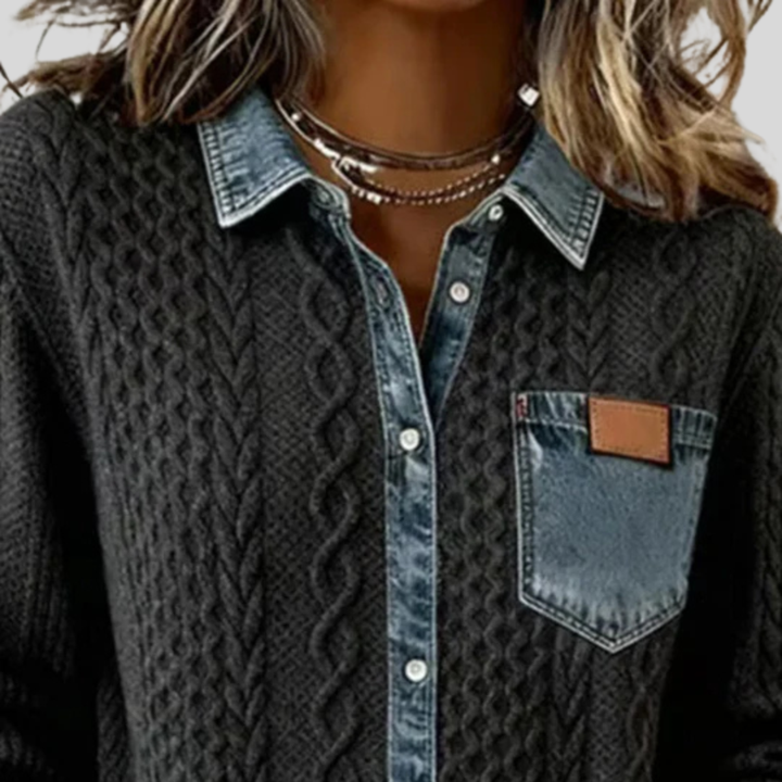Simone — Chaqueta de Denim Patchwork