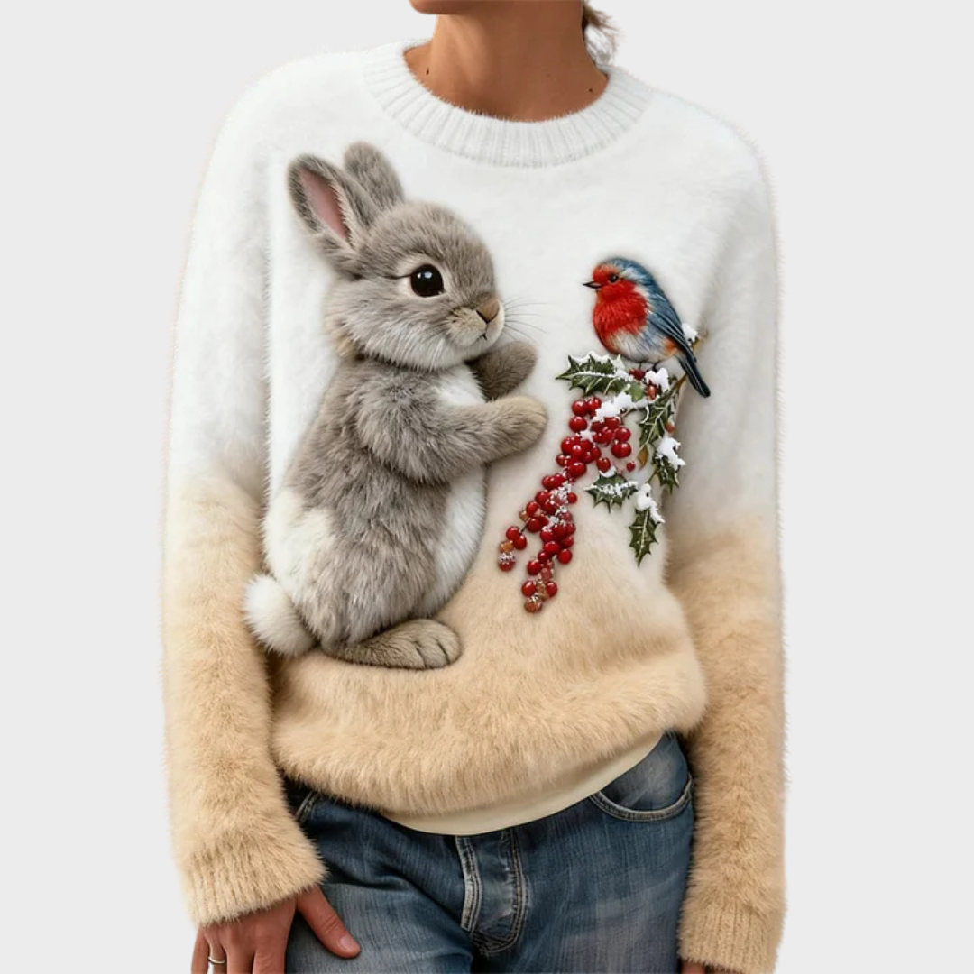 Teresa™ | Jersey navideño suave con conejo