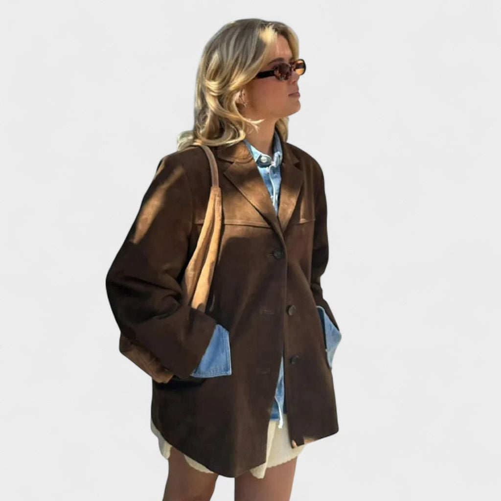 Salomé™ | Gabardina oversize en look de ante lujoso