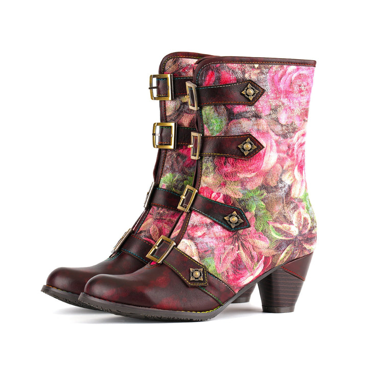 Herminia — Botines con Hebilla Jardín de Rosas