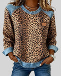 Marta™ | Sudadera denim con estampado leopardo