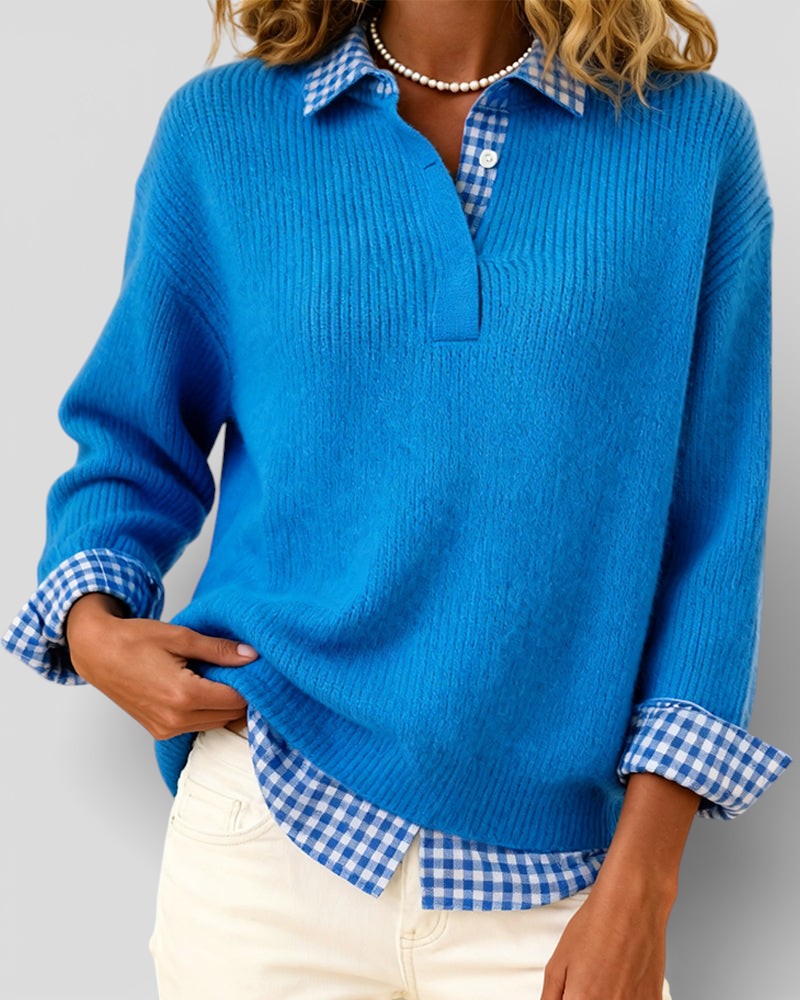 Alicia™ | Jersey de punto con detalle de cuadros