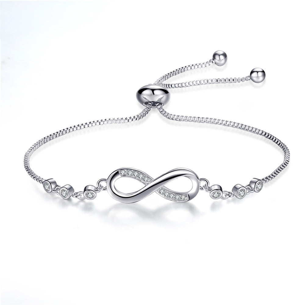 Pulsera ajustable chic en oro rosa en forma de infinito