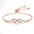 Pulsera ajustable chic en oro rosa en forma de infinito
