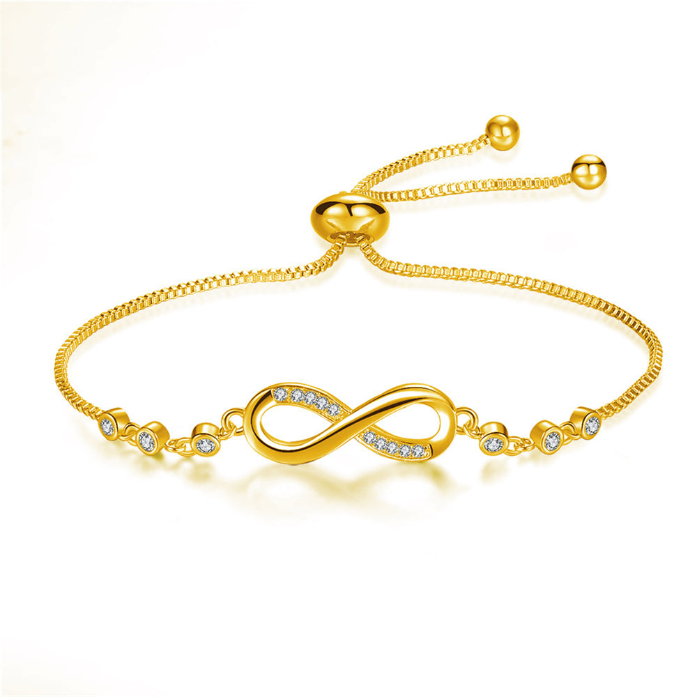 Pulsera ajustable chic en oro rosa en forma de infinito
