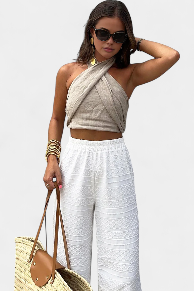 Top Lena con Espalda Cruzada y Nudo en Estilo Halter
