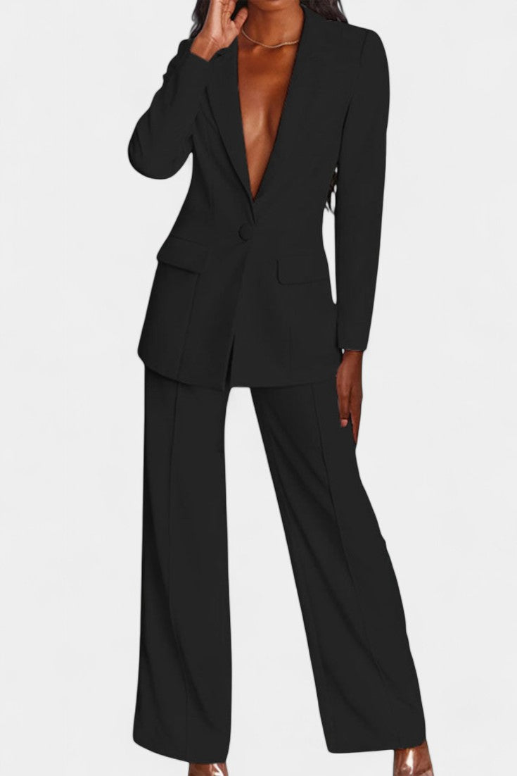 Marnie Conjunto de Blazer a Medida y Pantalones de Pierna Ancha