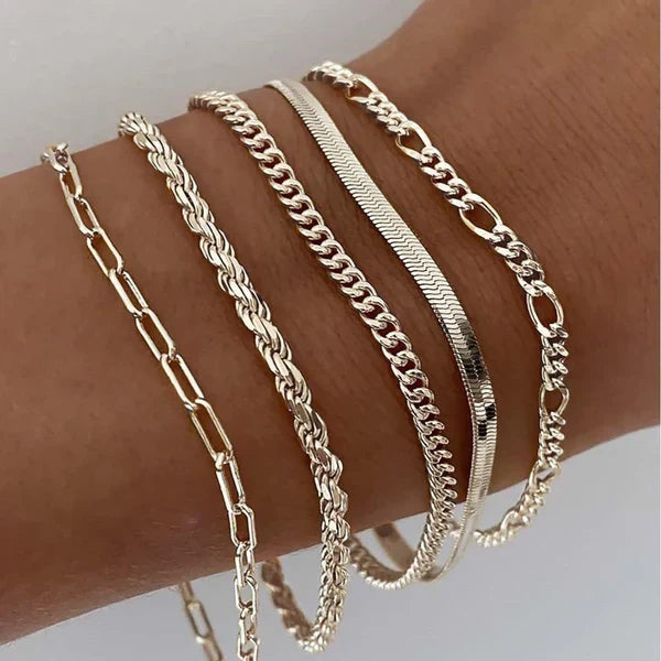 Conjunto de pulseras de 5 piezas en oro