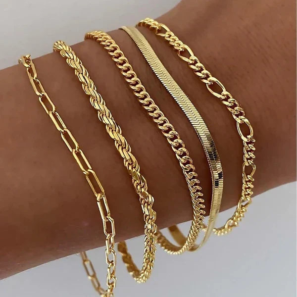 Conjunto de pulseras de 5 piezas en oro