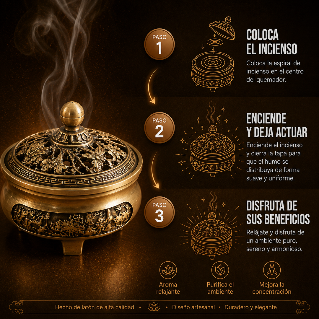 Incensario Artesanal Oriental de Cobre