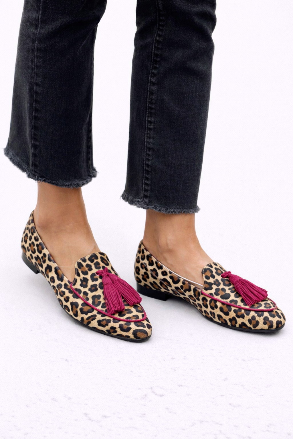 Rihanna - Mocasines de piel con estampado de leopardo