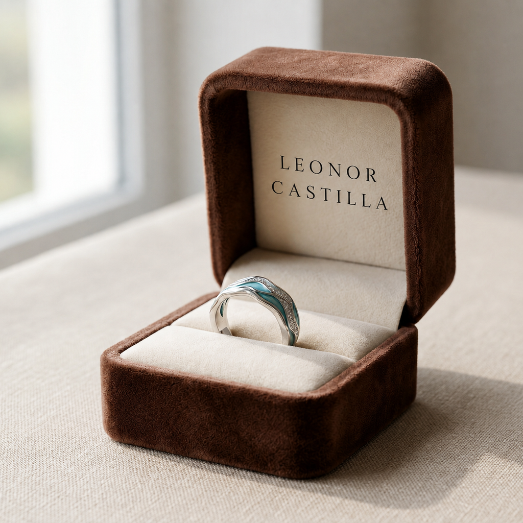 Anillo Ondas Turquesas en Plata