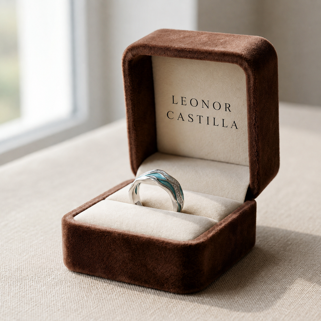 Anillo Ondas Turquesas en Plata