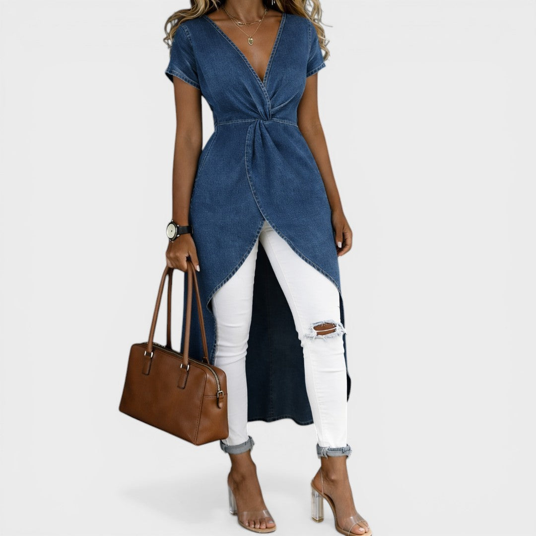 Clara™ | Top vaquero con escote en V