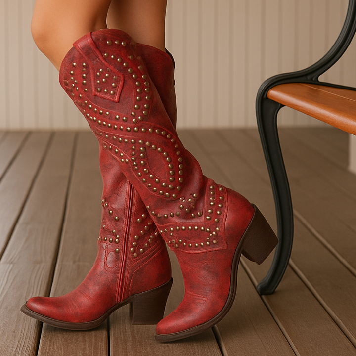 Inès | Botas altas western con clavos