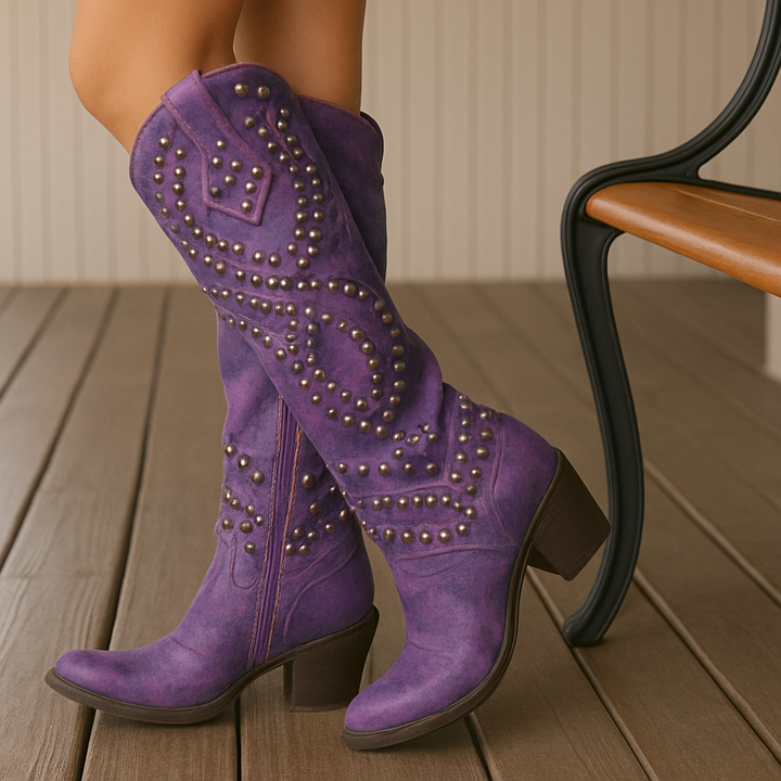 Inès | Botas altas western con clavos