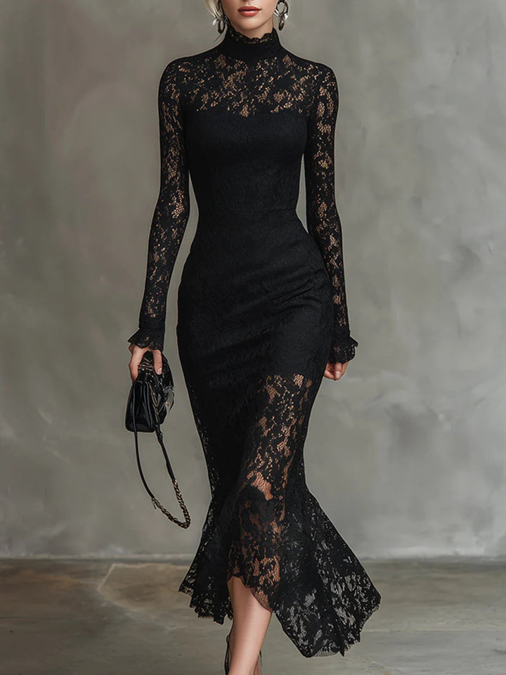 Jeanne | Elegante Vestido Maxi de Encaje con Cola de Pez