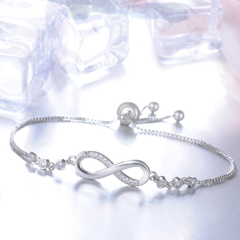 Pulsera ajustable chic en oro rosa en forma de infinito