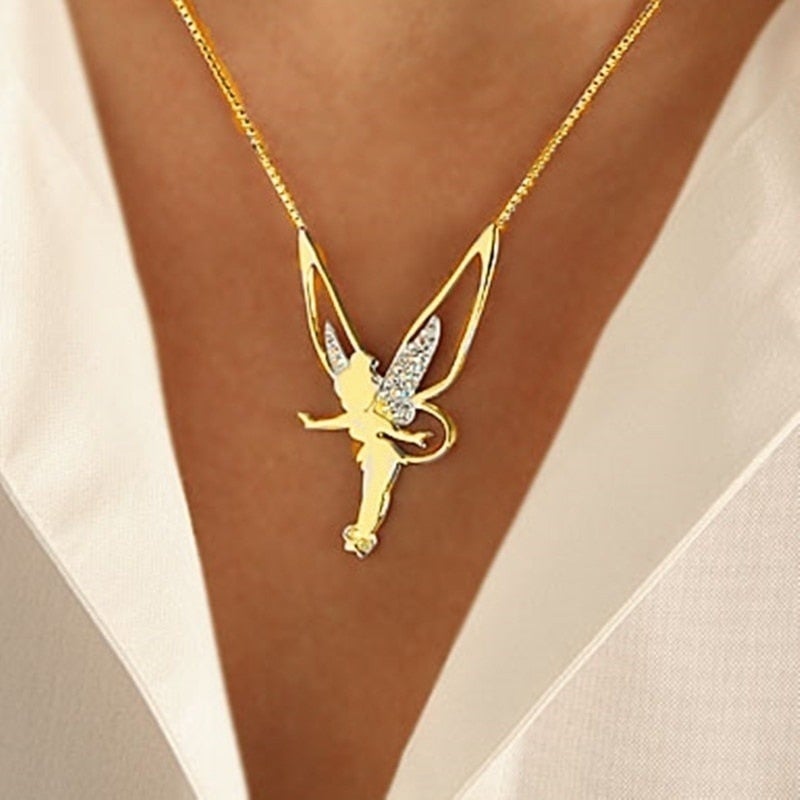 Collar con colgante de hada en oro