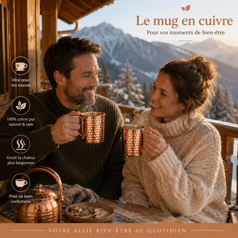 PAUSE DORADA — TAZA MARTILLEADA EN COBRE ARTESANAL