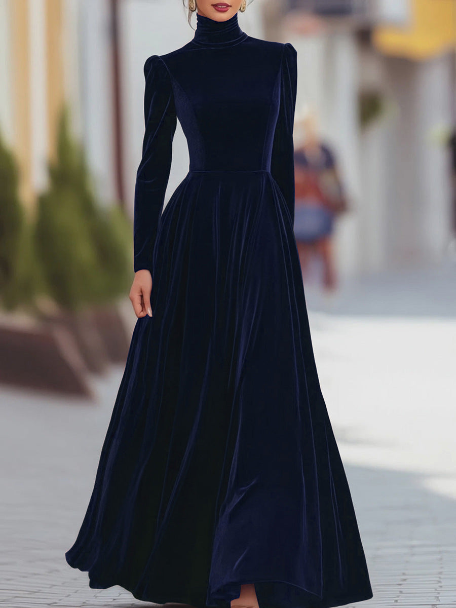Éléonore | Maxi Vestido de Terciopelo con Cuello Alto