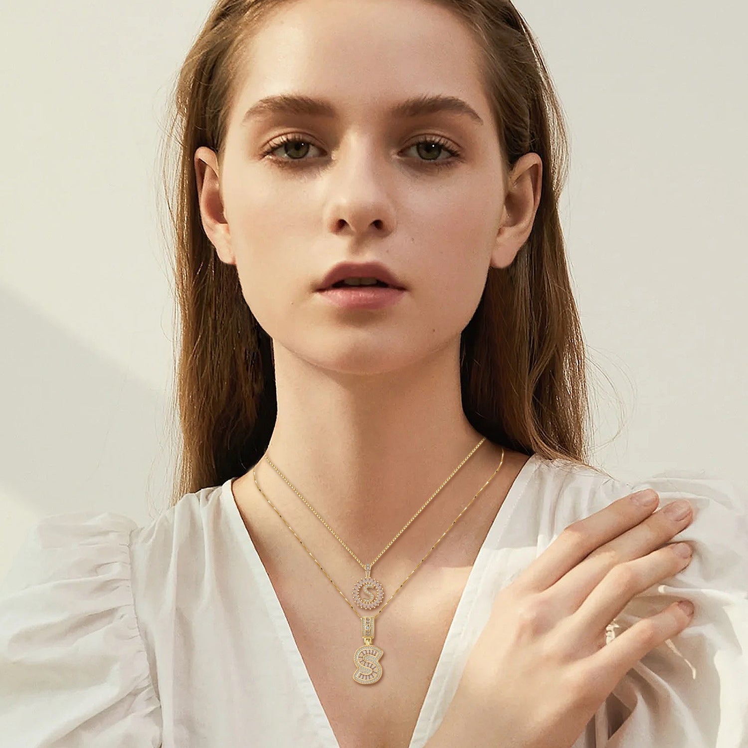 Conjunto de Collares con Inicial en Moissanita