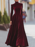 Éléonore | Maxi Vestido de Terciopelo con Cuello Alto