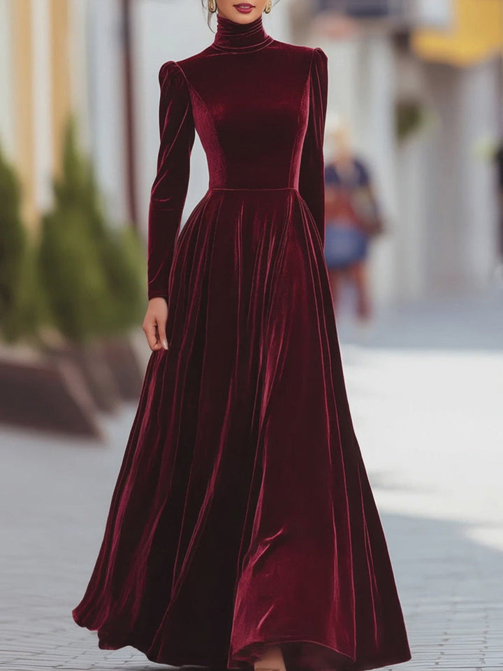 Éléonore | Maxi Vestido de Terciopelo con Cuello Alto