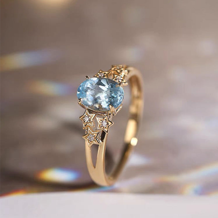 Anillo exclusivo de oro con cristal azul