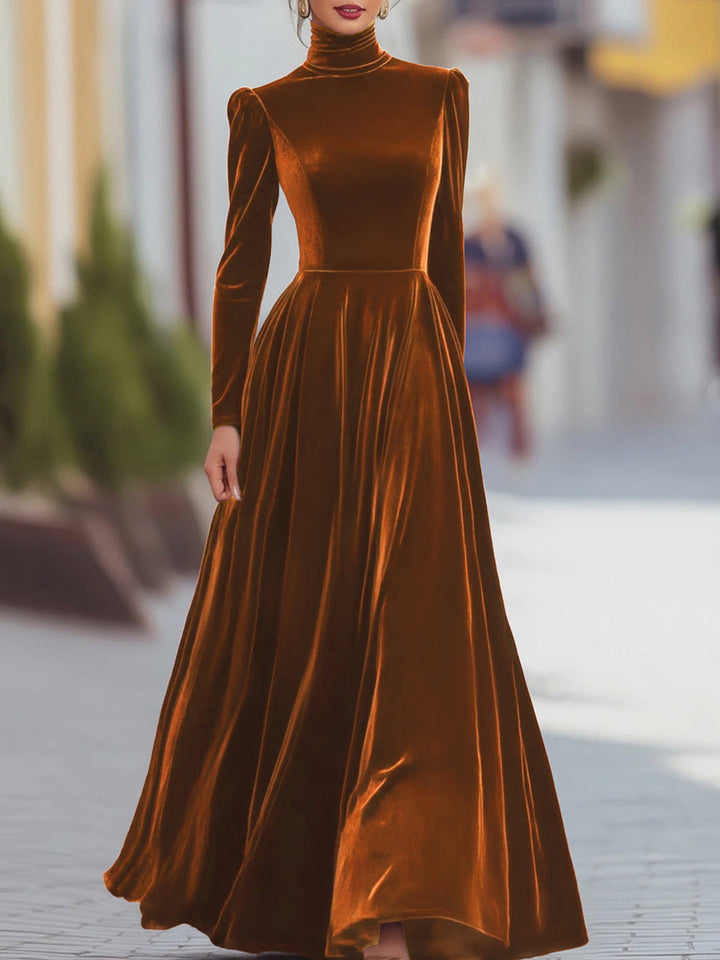 Éléonore | Maxi Vestido de Terciopelo con Cuello Alto