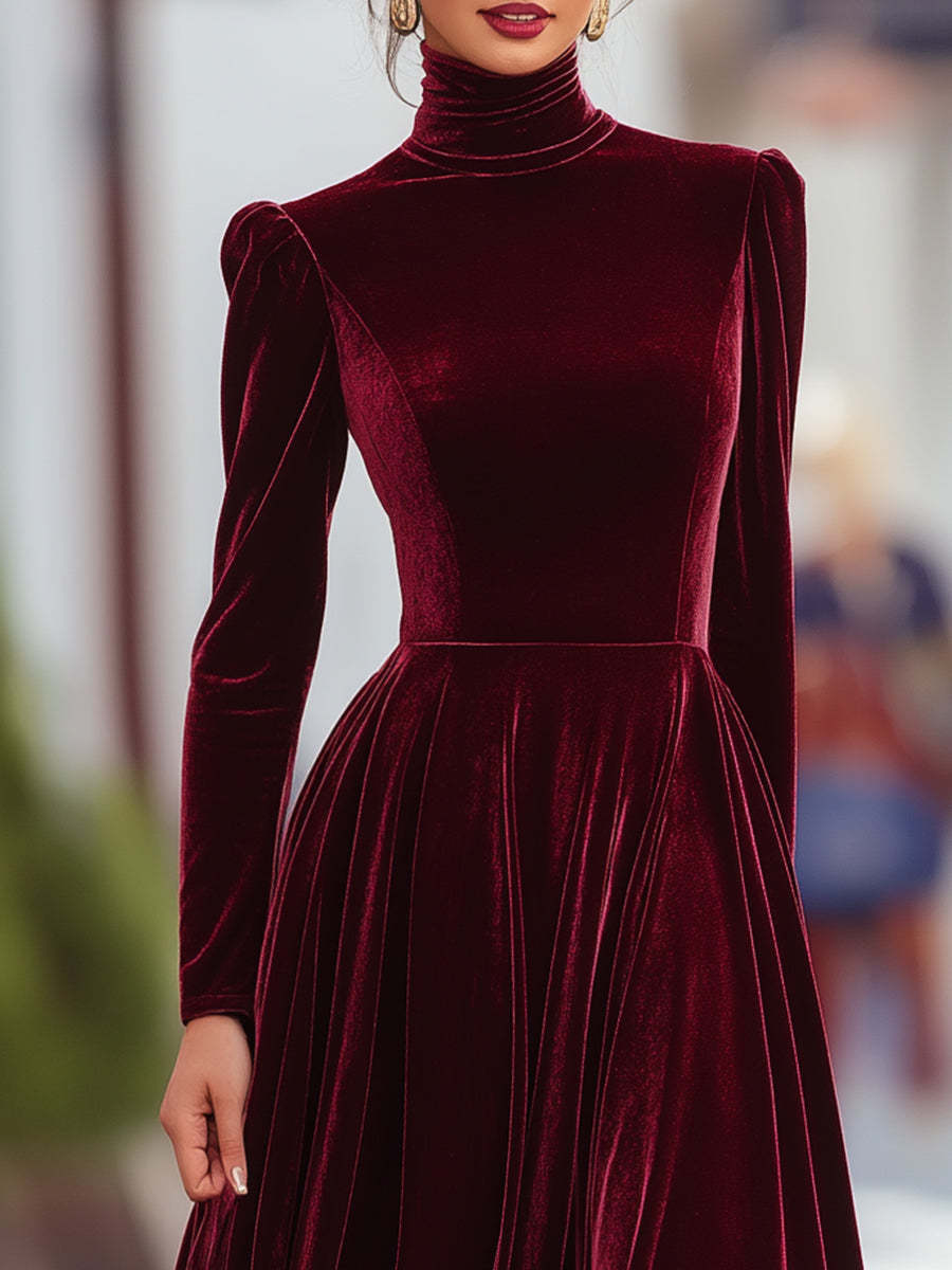 Éléonore | Maxi Vestido de Terciopelo con Cuello Alto