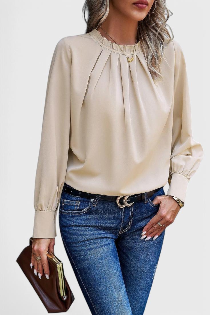 Blusa Dottie de Manga Larga con Cuello de Encaje