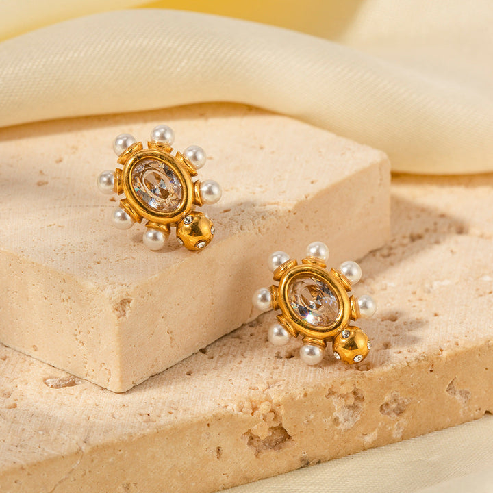 Pendientes Sofisticados de Oro con Perla