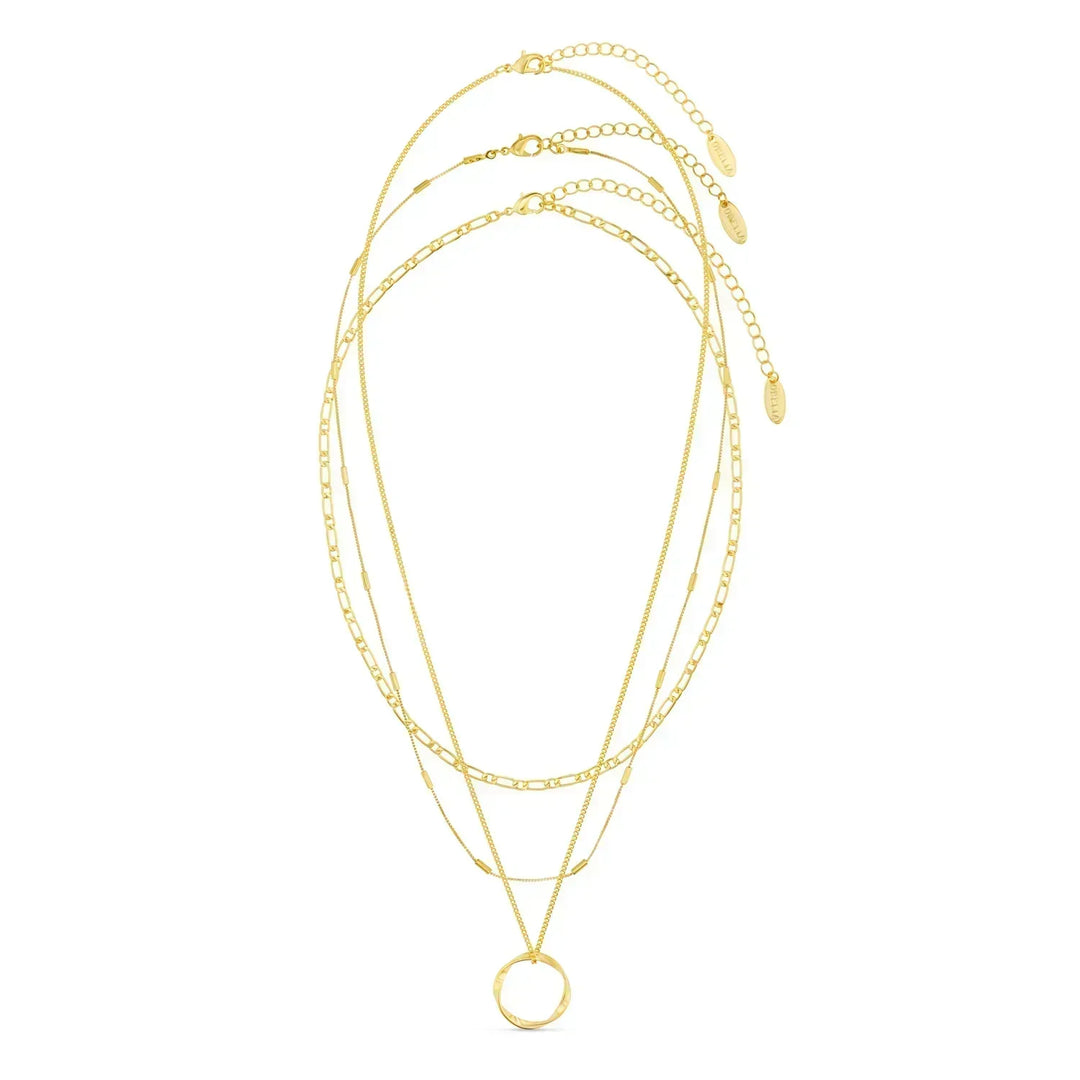 Collar de Aro Abierto de Tres Filas en Oro