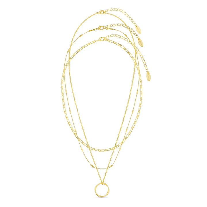 Collar de Aro Abierto de Tres Filas en Oro