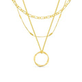 Collar de Aro Abierto de Tres Filas en Oro
