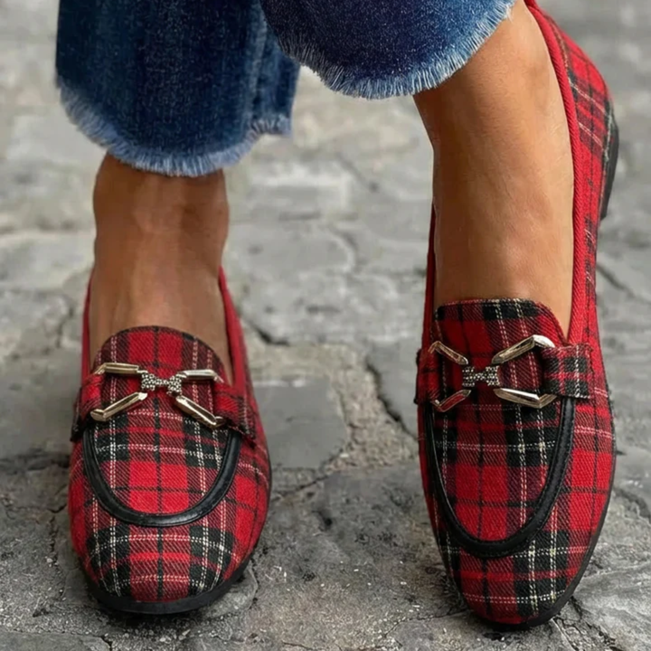 Rowan - Mocasines de cuadros dorados