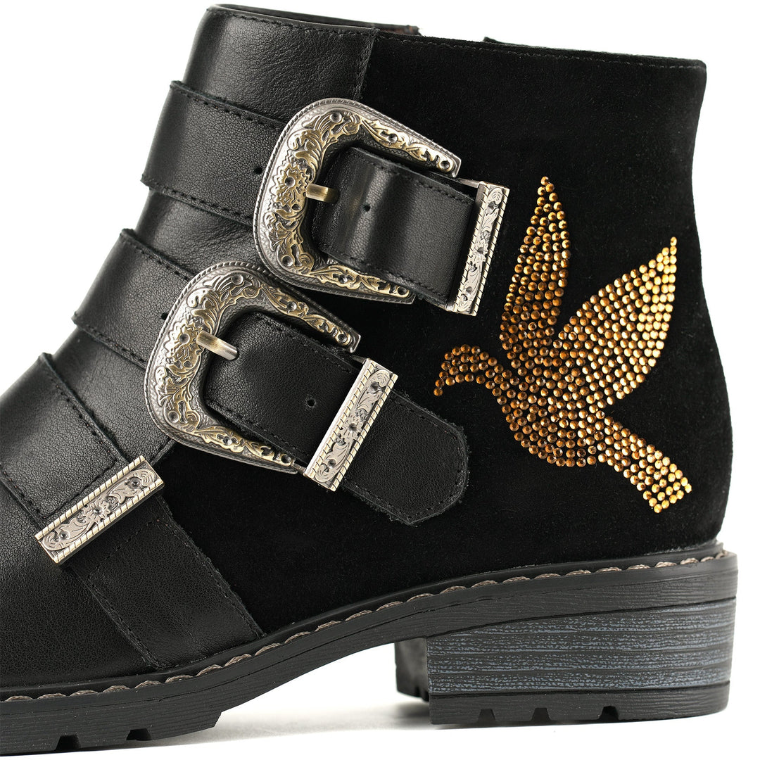 Delfina — Botines Chic con Hebilla de Paloma