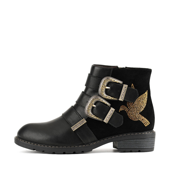 Delfina — Botines Chic con Hebilla de Paloma