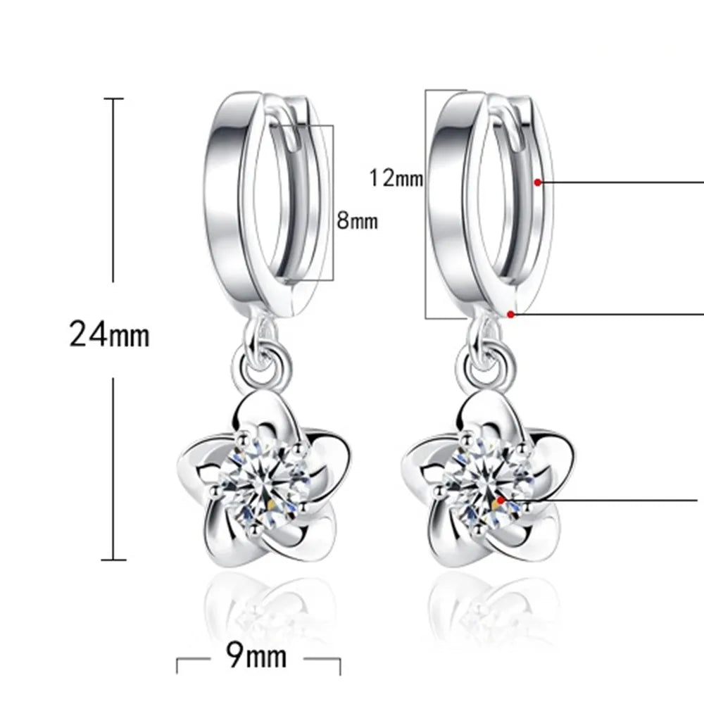 Pendientes de Plata Esterlina con Zircones Violetas y Blancos