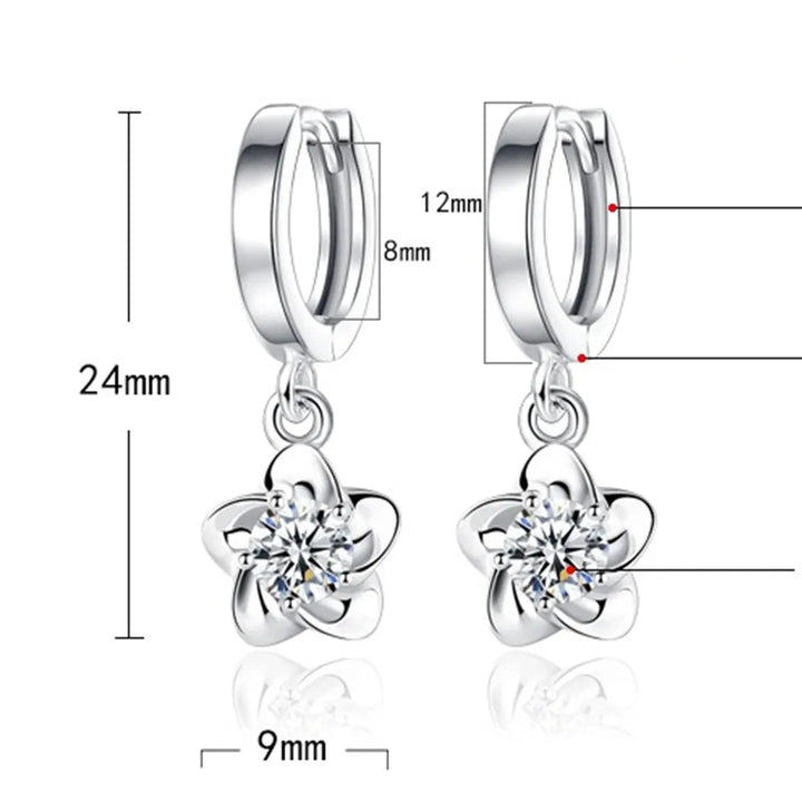 Pendientes de Plata Esterlina con Zircones Violetas y Blancos