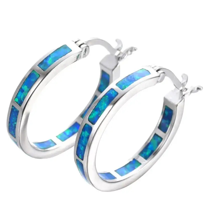 Pendientes Chic en Círculo con Ópalo de Fuego Azul