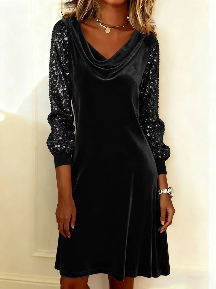Sophie | Vestido de Terciopelo Brillante con Mangas