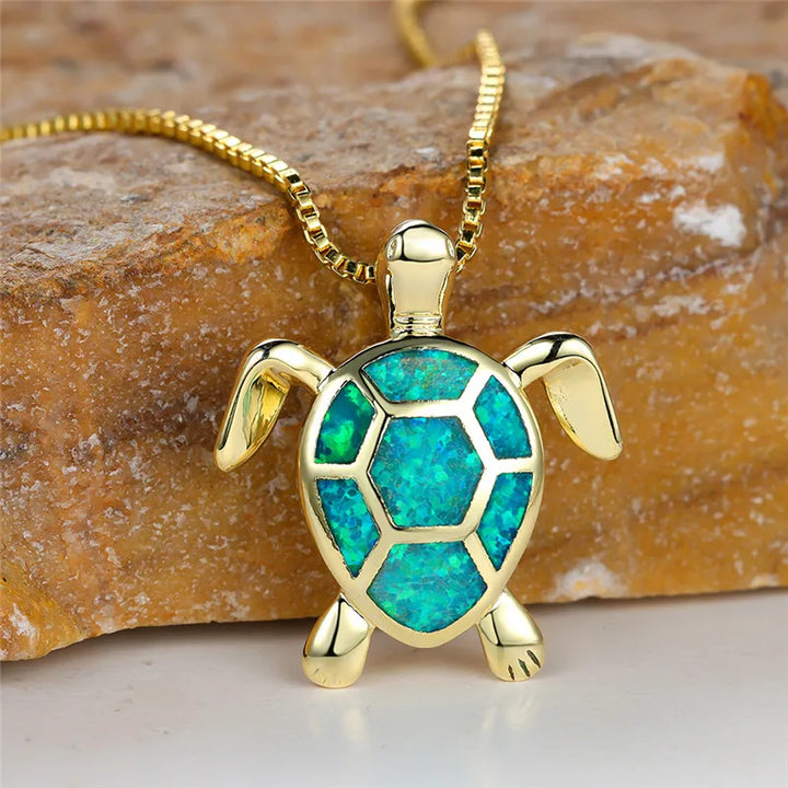 Pendentif Tortuga en Ópalo de Fuego Verde Vintage en Oro