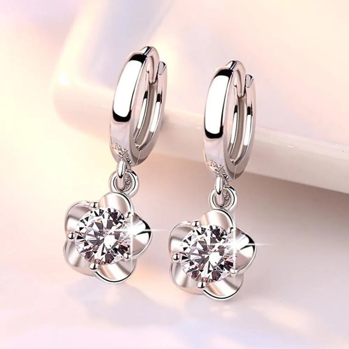 Pendientes de Plata Esterlina con Zircones Violetas y Blancos