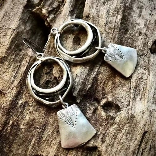 Pendientes Vintage Cuadrados de Plata