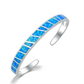 Pulsera Ajustable Ópalo Azul Fuego en Plata