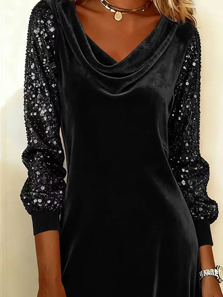 Sophie | Vestido de Terciopelo Brillante con Mangas