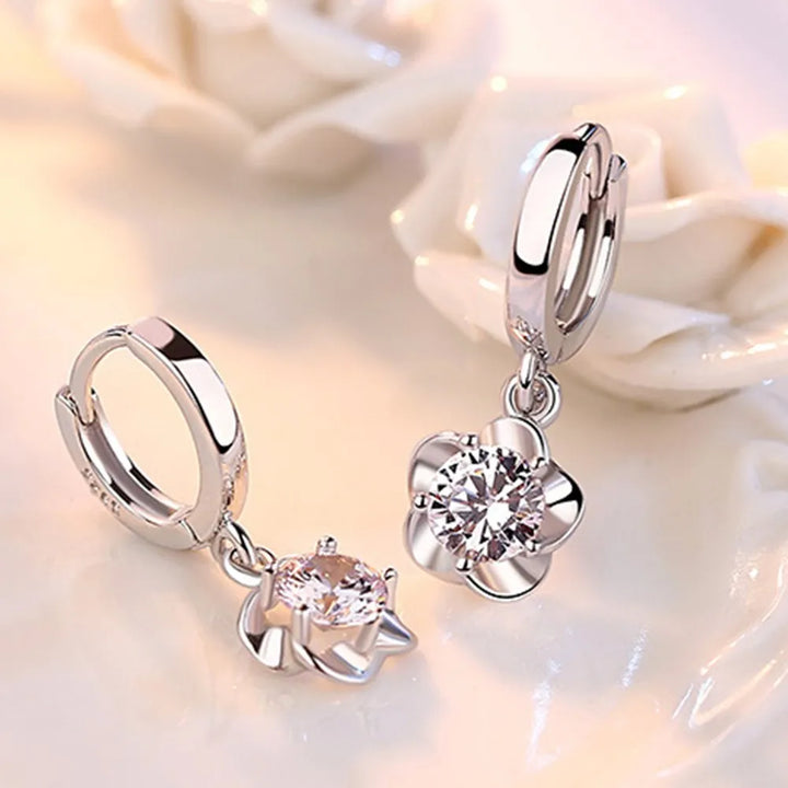 Pendientes de Plata Esterlina con Zircones Violetas y Blancos